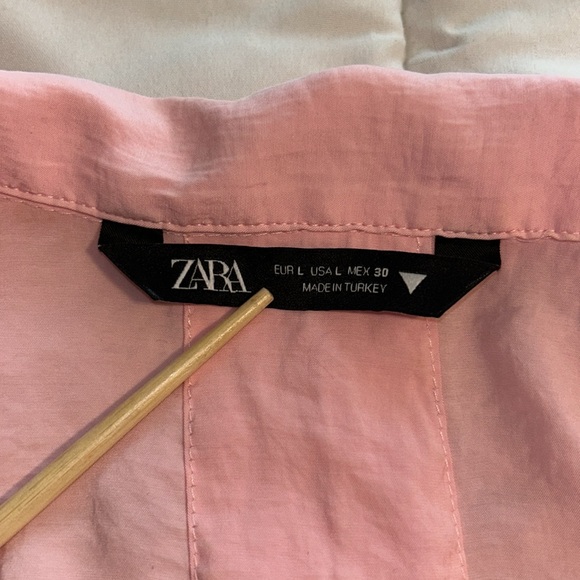 Zara Blouse Women's Size L Pink Flowy Oversized Button Up Shirt - Picture 4 of 7